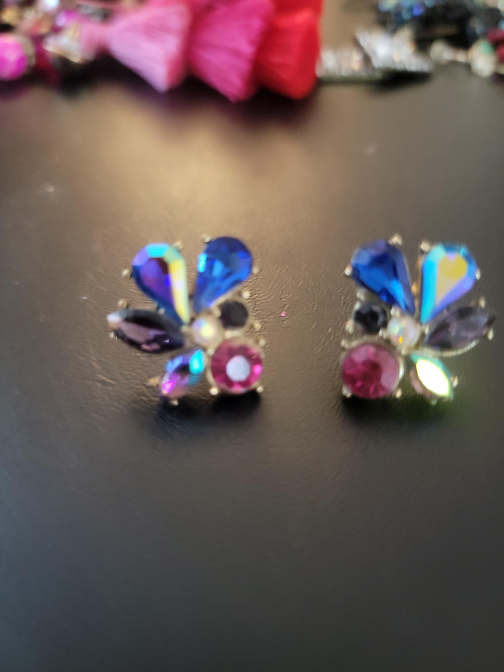 Betsey Johnson Multicolor Crystal Flower Stud Earrings - Women Jewelry